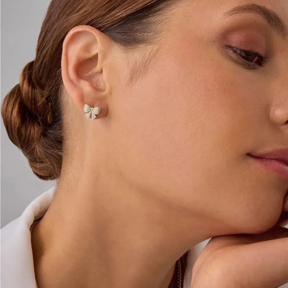 Glitter Bow Stud Earrings